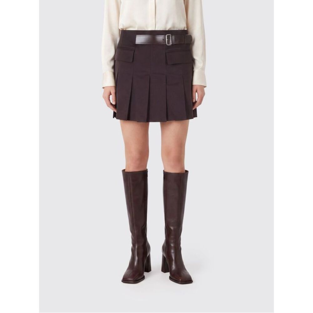 Semicouture Women Semicouture Doris Belted Stretch-Cotton Pleated Mini Skirt